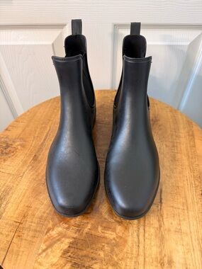 a new day Black Chelsea Rain Boots with Pull Tabs